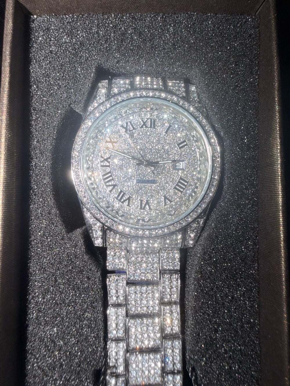 AJ High-Quality Iced Out Moissanite Quartz Watch